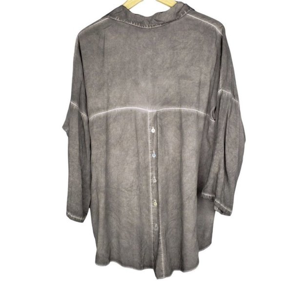 Meo Meli Oversized High-Low Top Dropped Shoulder Button Placket Made in Italy - Picture 5 of 6